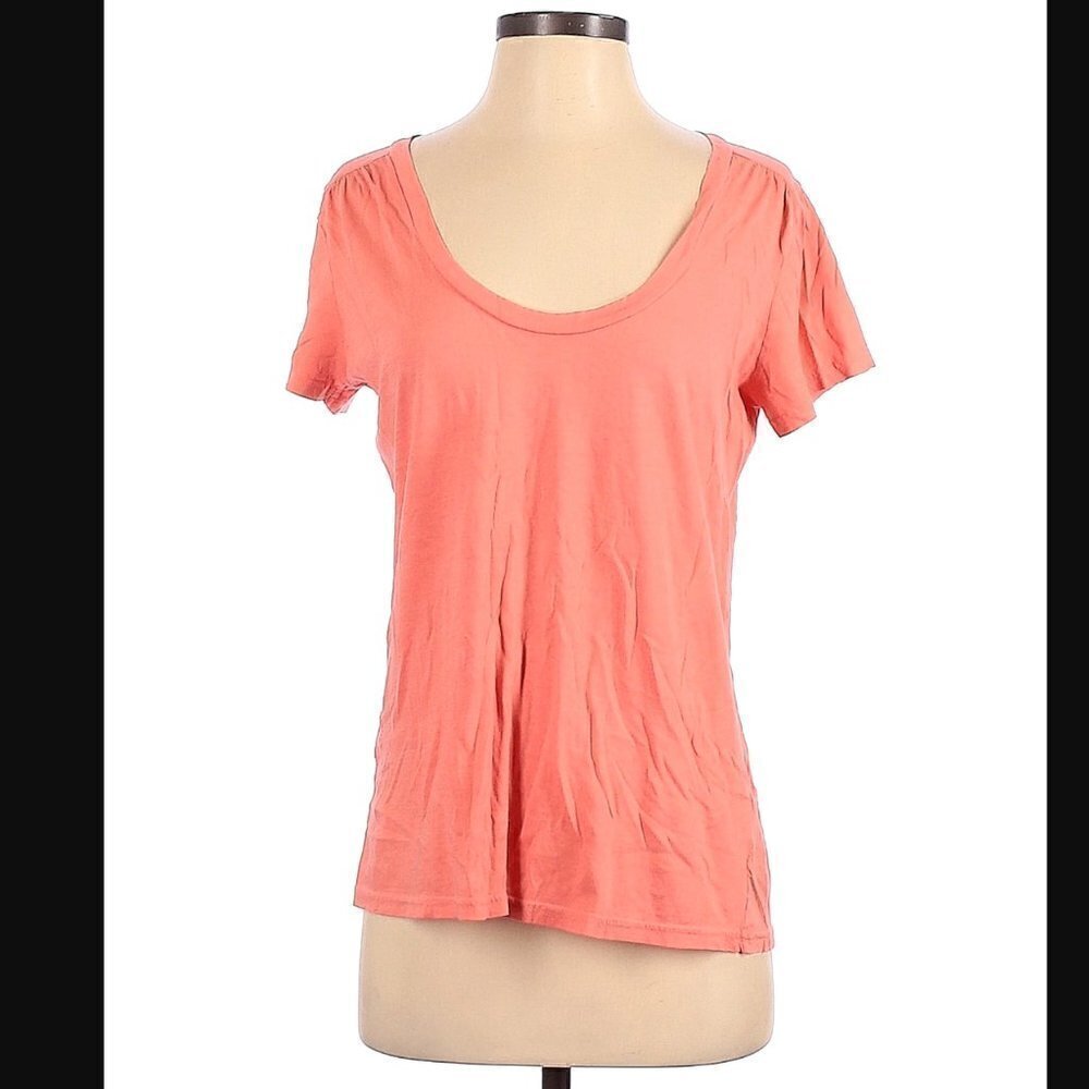 J. Crew Women's Sz Small Scoop Neck T-Shirt Coral Pink Short Sleeve Cotton Modal